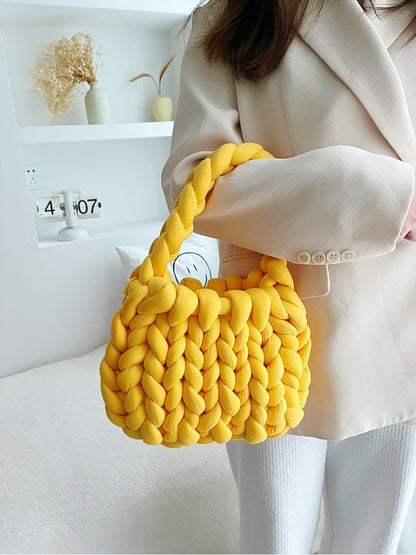 Coarse wool hand-woven bag material bag