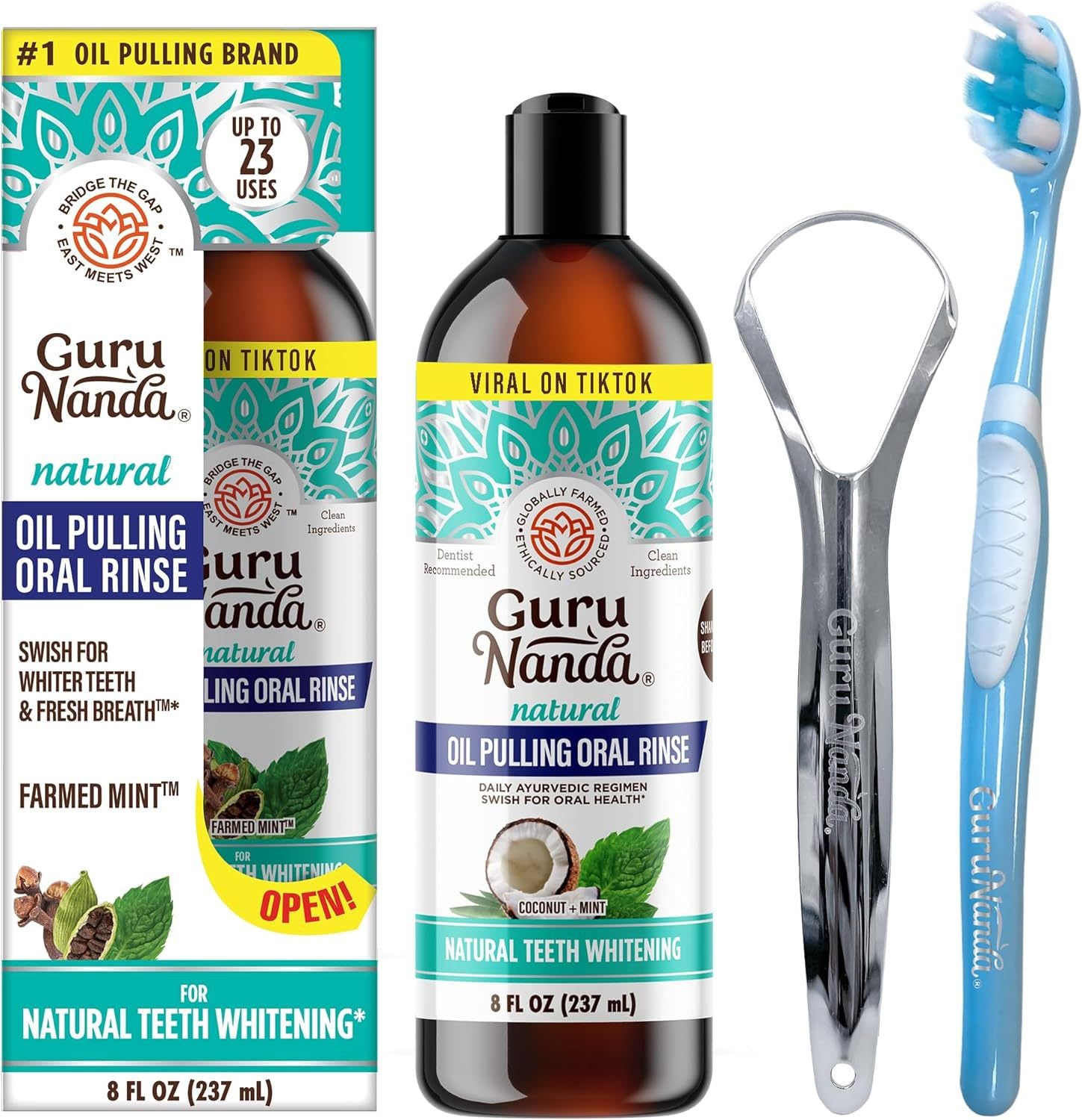 Coconut oil freshening and whitening mouthwash