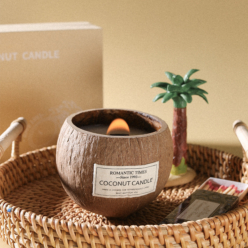 Coconut Shell Scented Candle Gift Set
