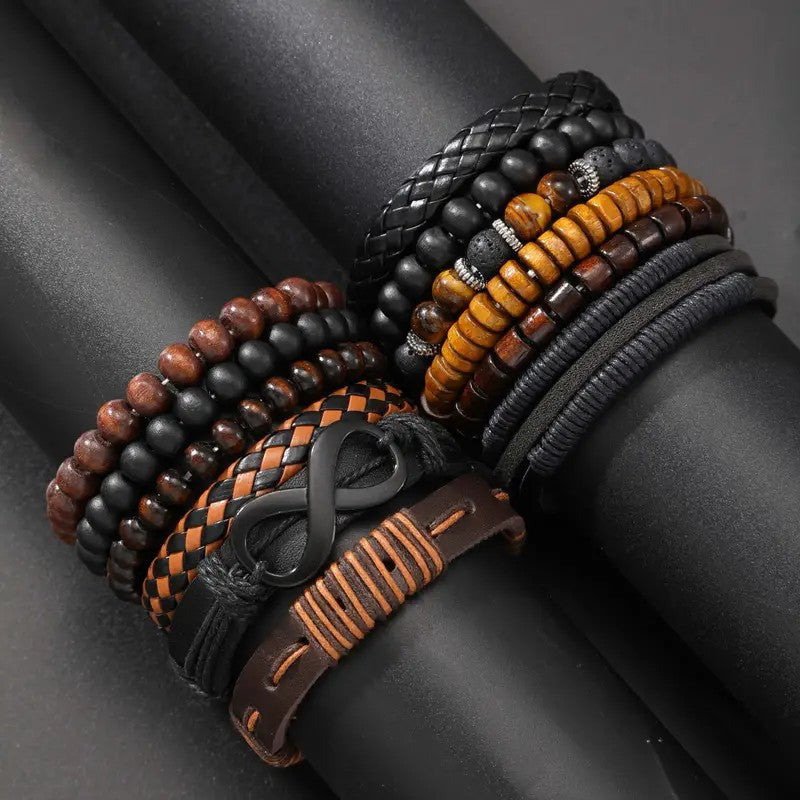 Coconut Shell Wooden Beads Beaded Elastic Thread Men's Bracelet