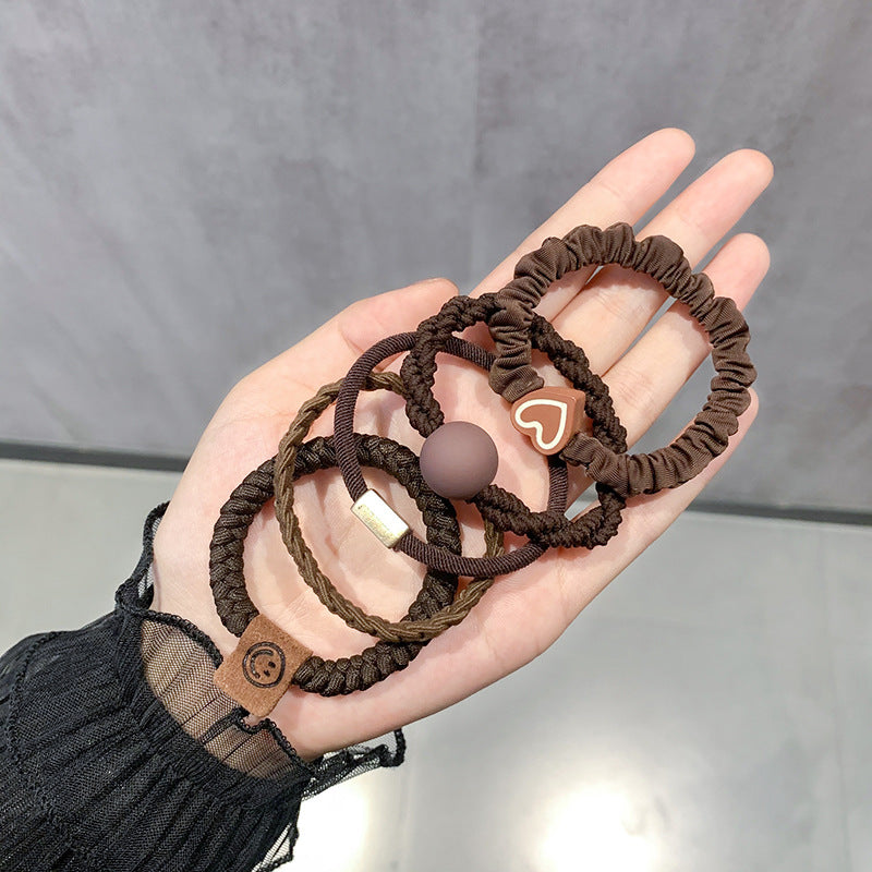 Coffee-colored high-end elastic hair tie