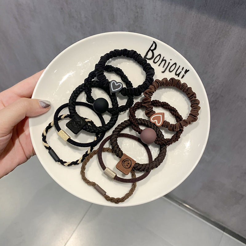 Coffee-colored high-end elastic hair tie