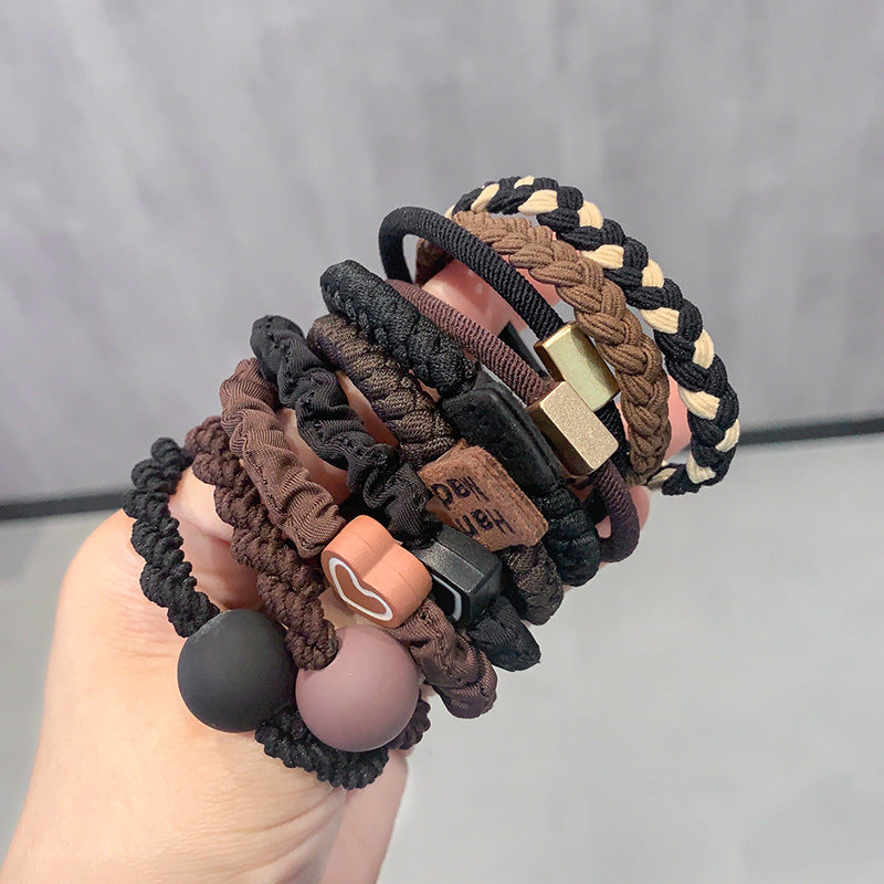 Coffee-colored high-end elastic hair tie