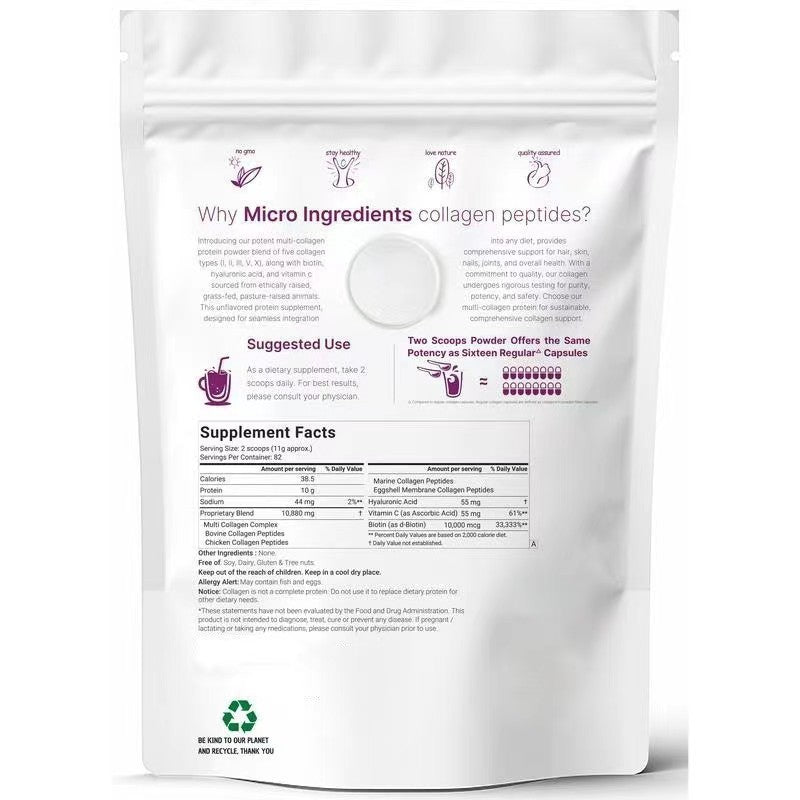 Collagen powder in bagged form