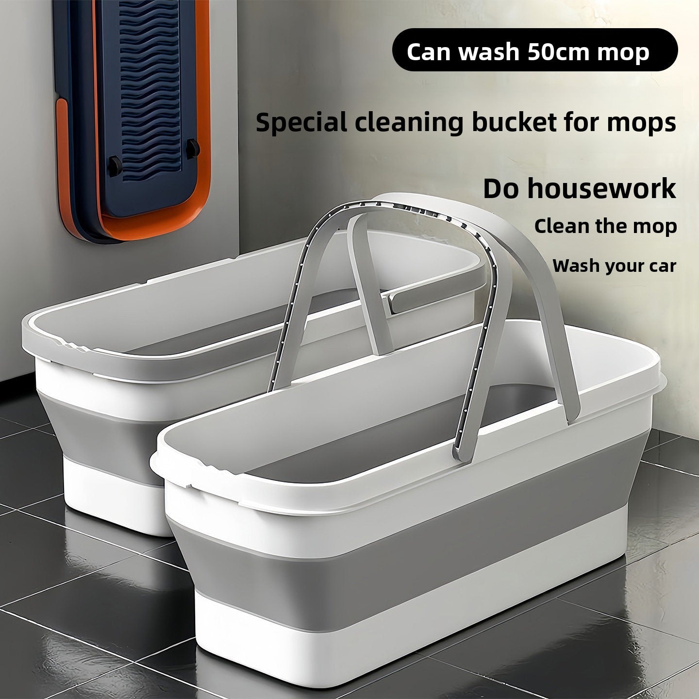 Collapsible Plastic Mop Bucket with Wheels