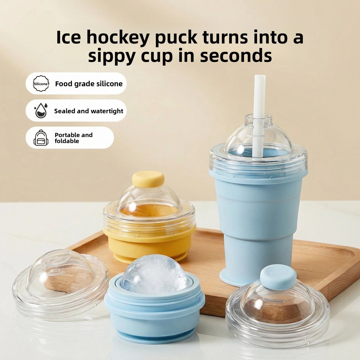Collapsible Silicone Cup with Straw