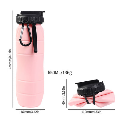 Collapsible Silicone Straw Cup with Carry Rope