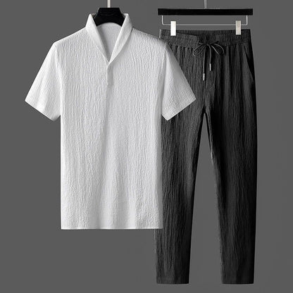 Collar Short-Sleeved Two-Piece Set