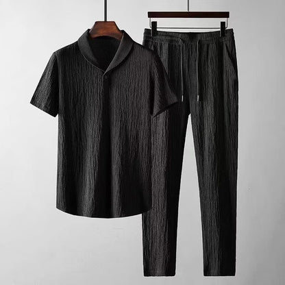 Collar Short-Sleeved Two-Piece Set