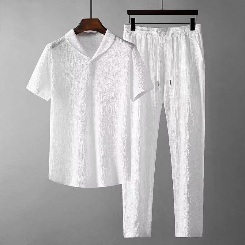 Collar Short-Sleeved Two-Piece Set