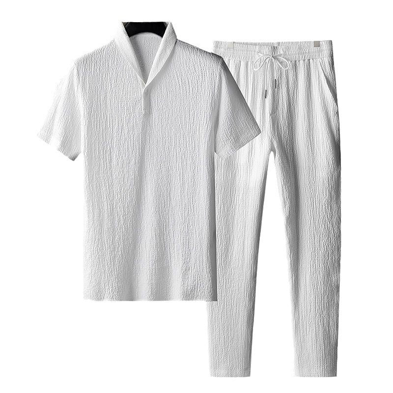Collar Short-Sleeved Two-Piece Set