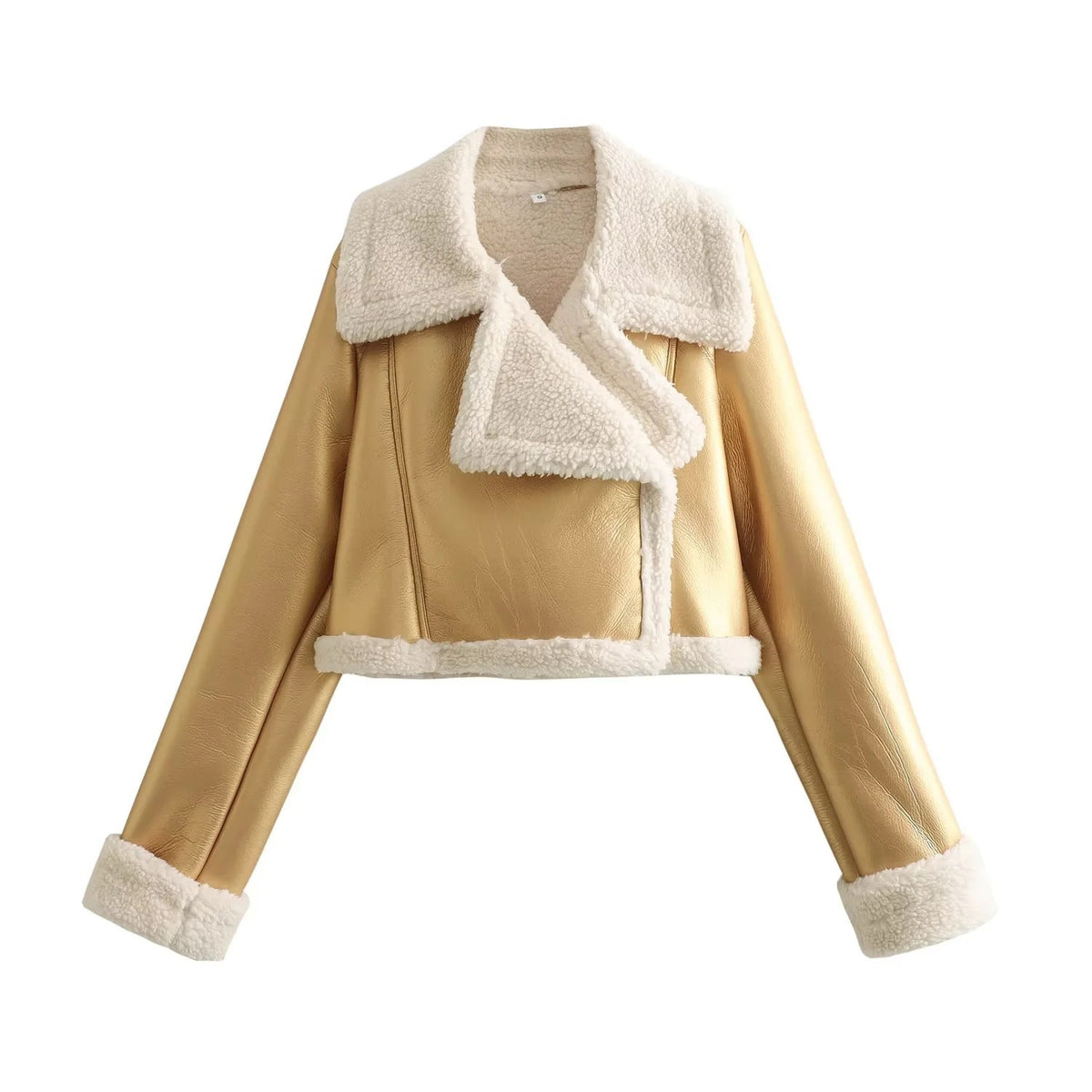 Collared fleece short jacket coat