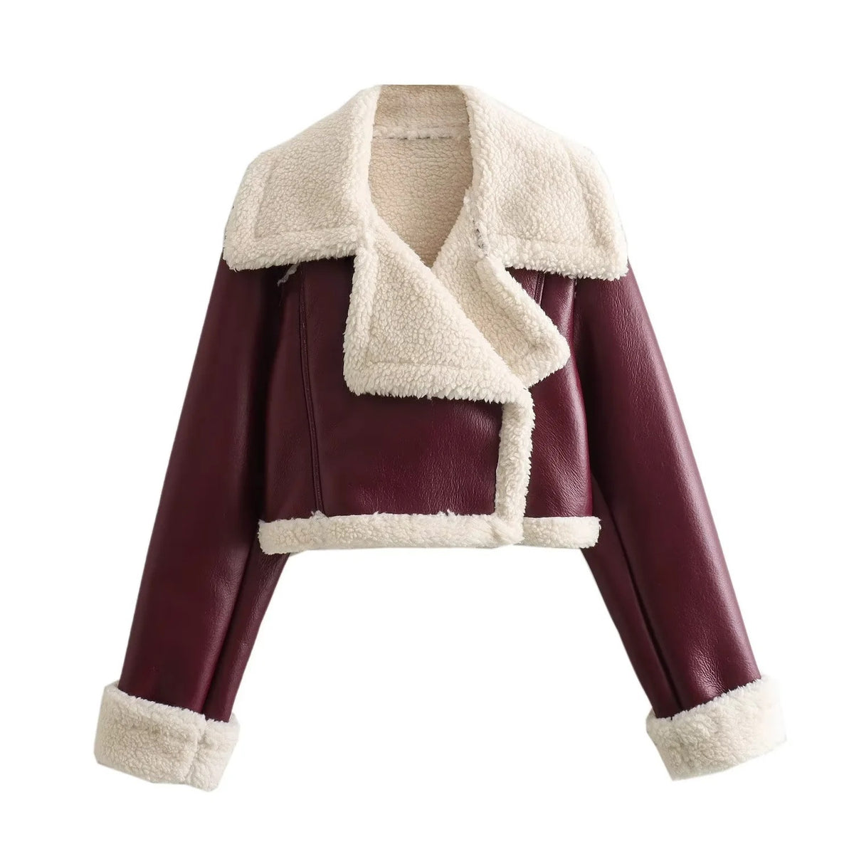 Collared fleece short jacket coat