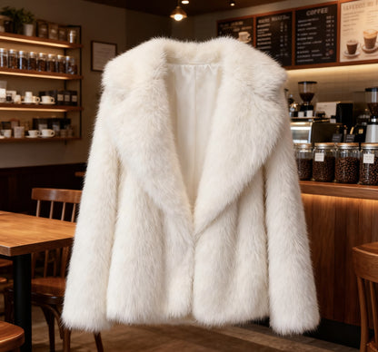 Collared fur coat