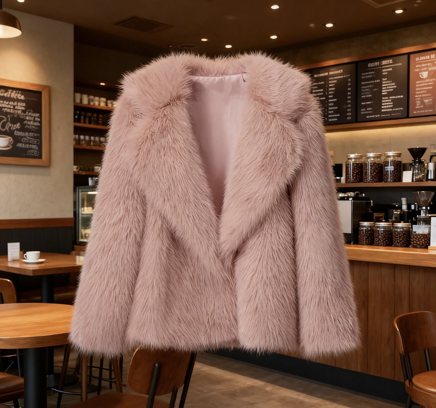 Collared fur coat