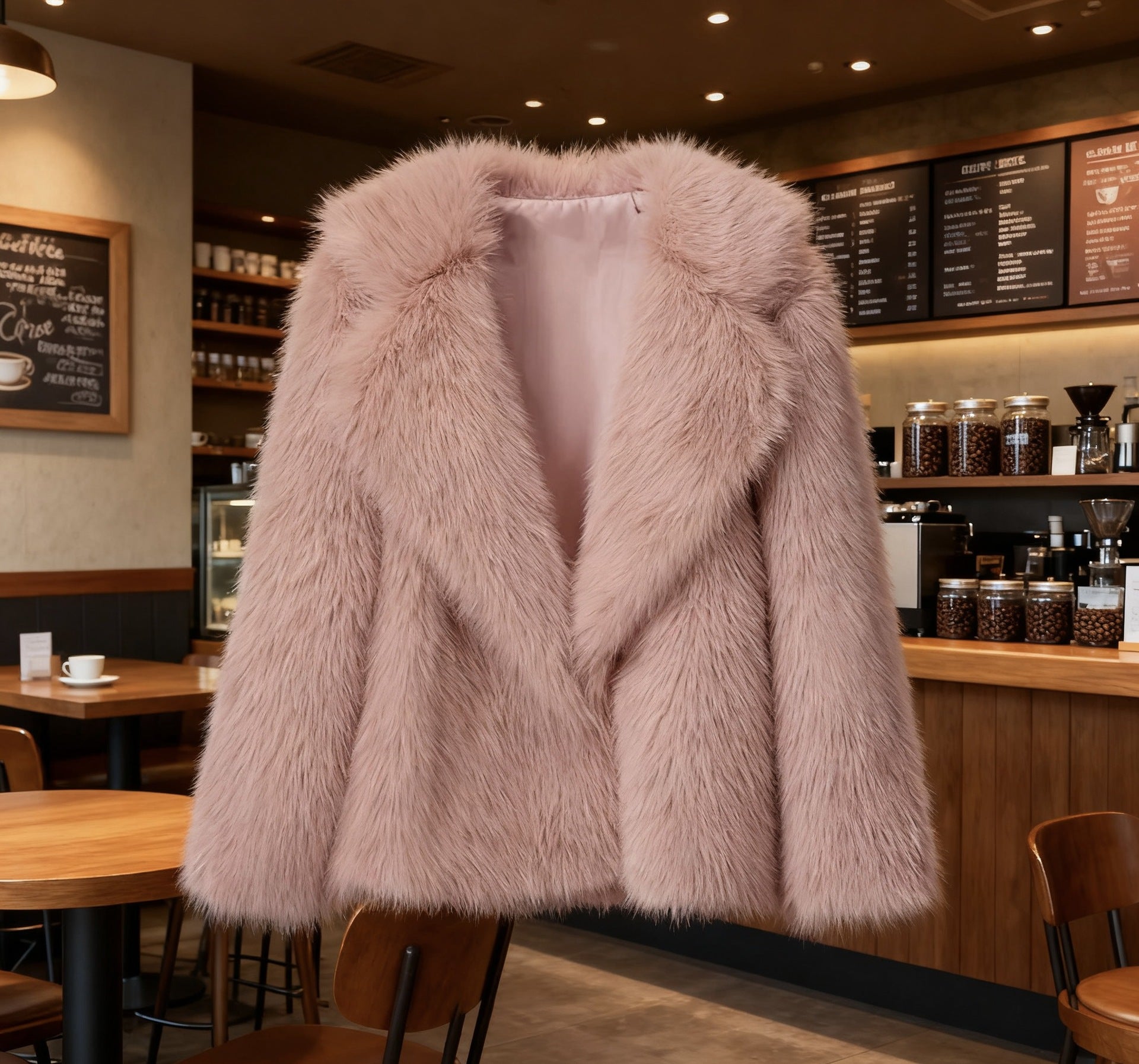 Collared fur coat