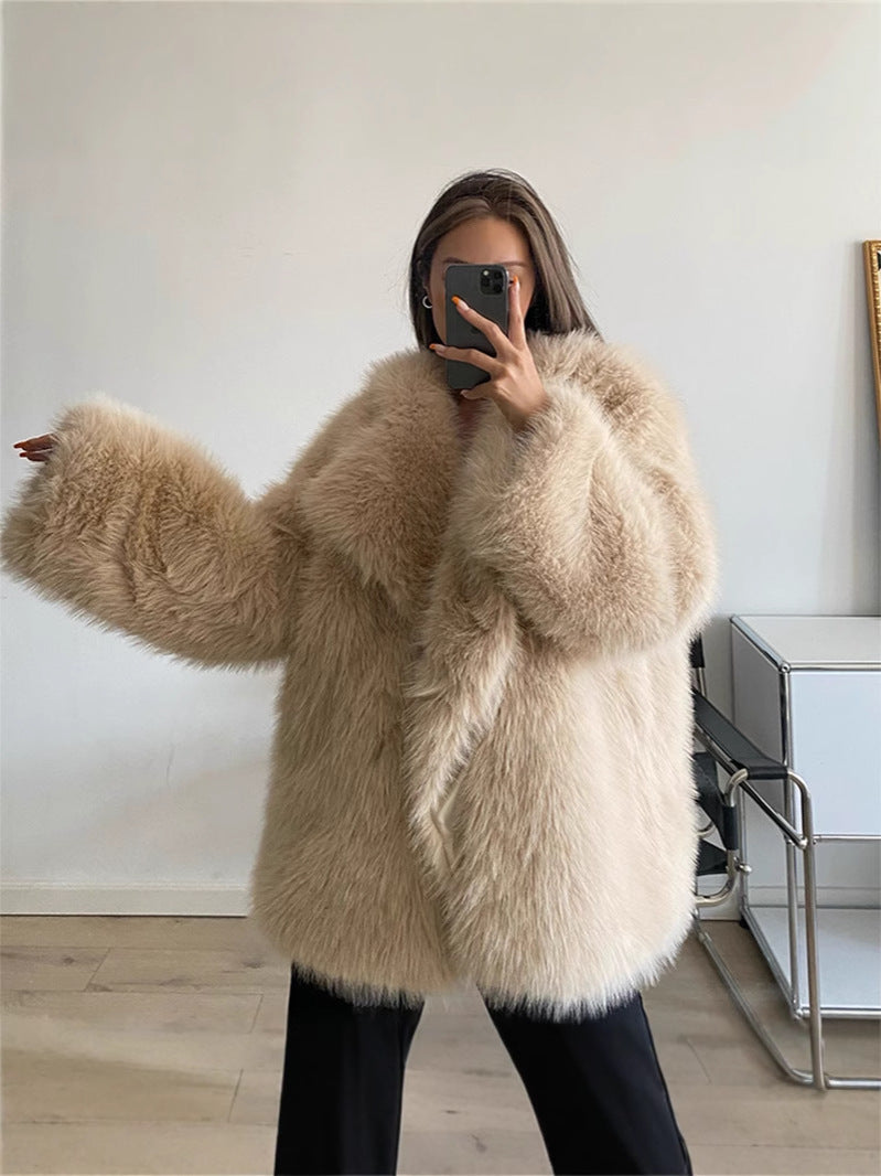 Collared fur coat
