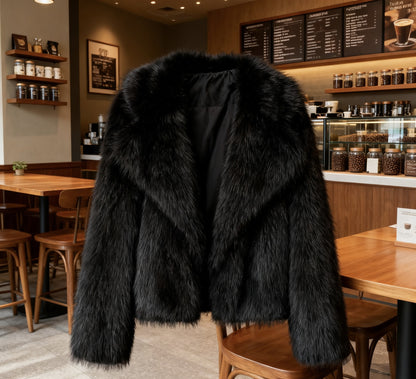 Collared fur coat