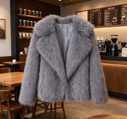 Collared fur coat
