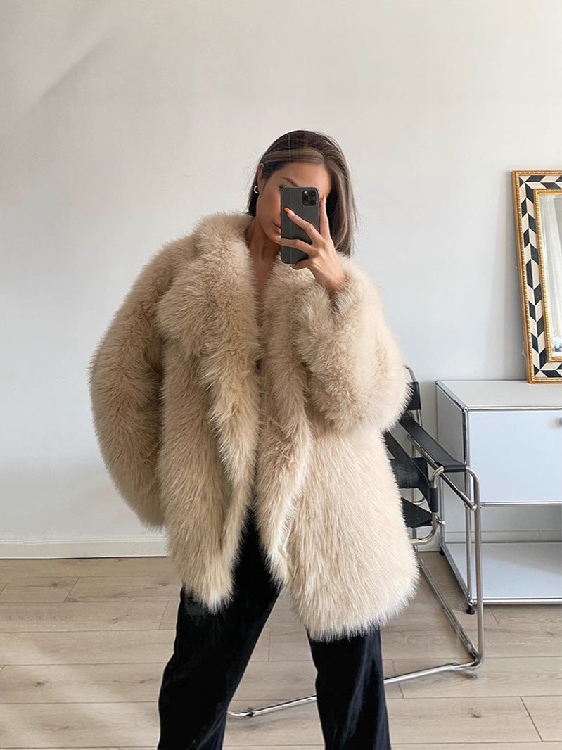 Collared fur coat