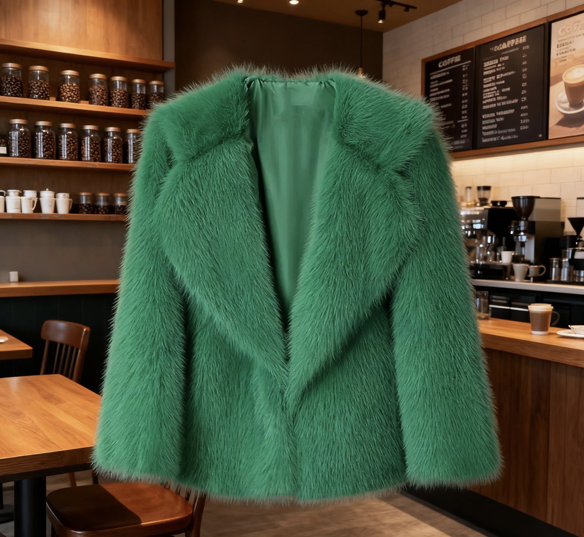 Collared fur coat