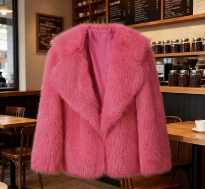 Collared fur coat
