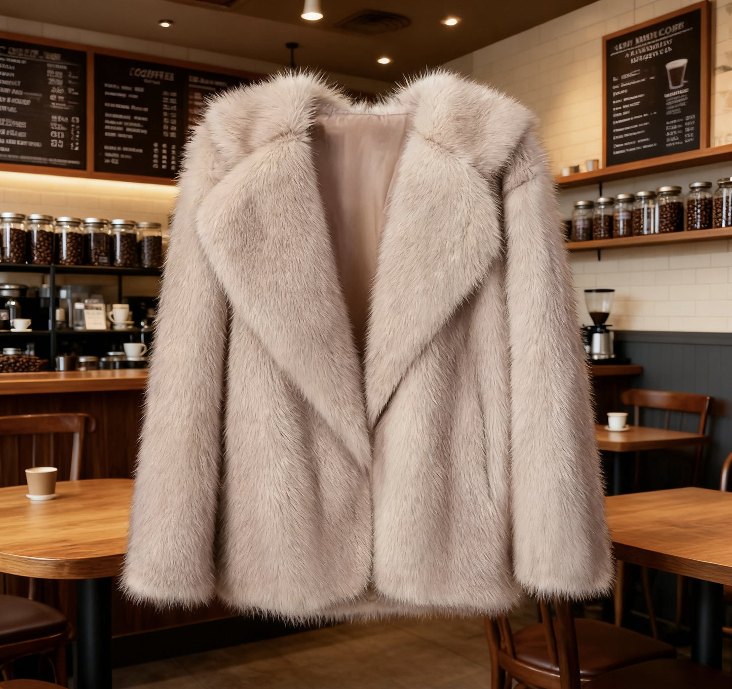 Collared fur coat
