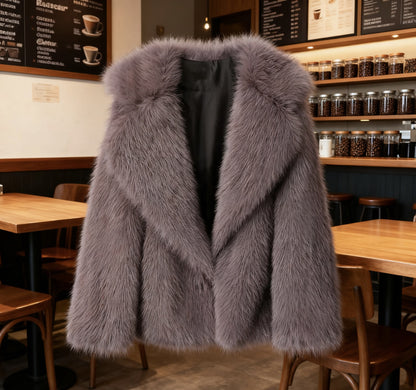 Collared fur coat