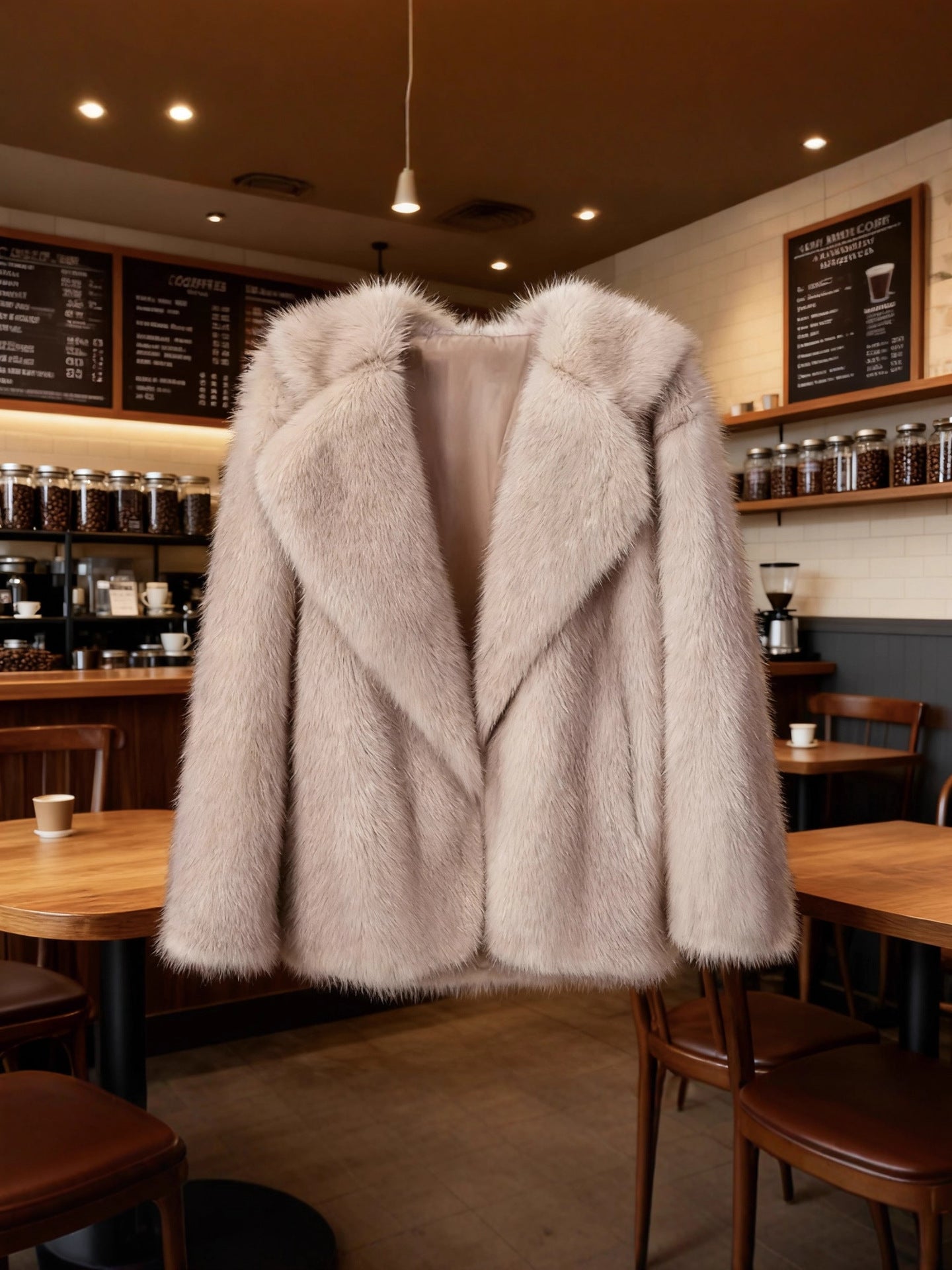 Collared fur coat