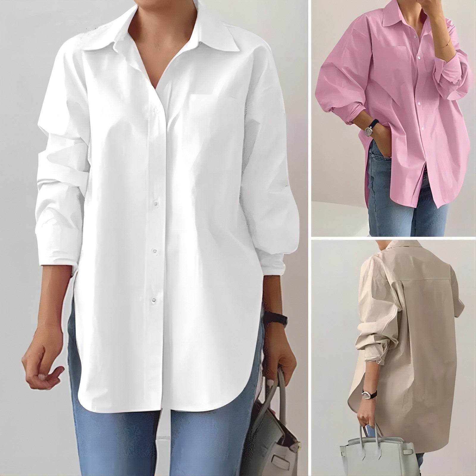 Collared long-sleeved shirt