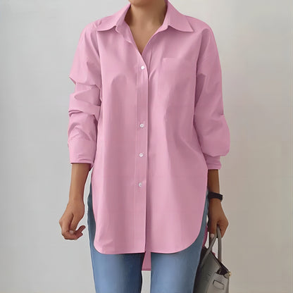 Collared long-sleeved shirt