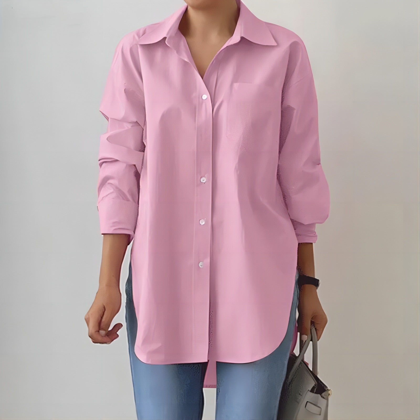 Collared long-sleeved shirt