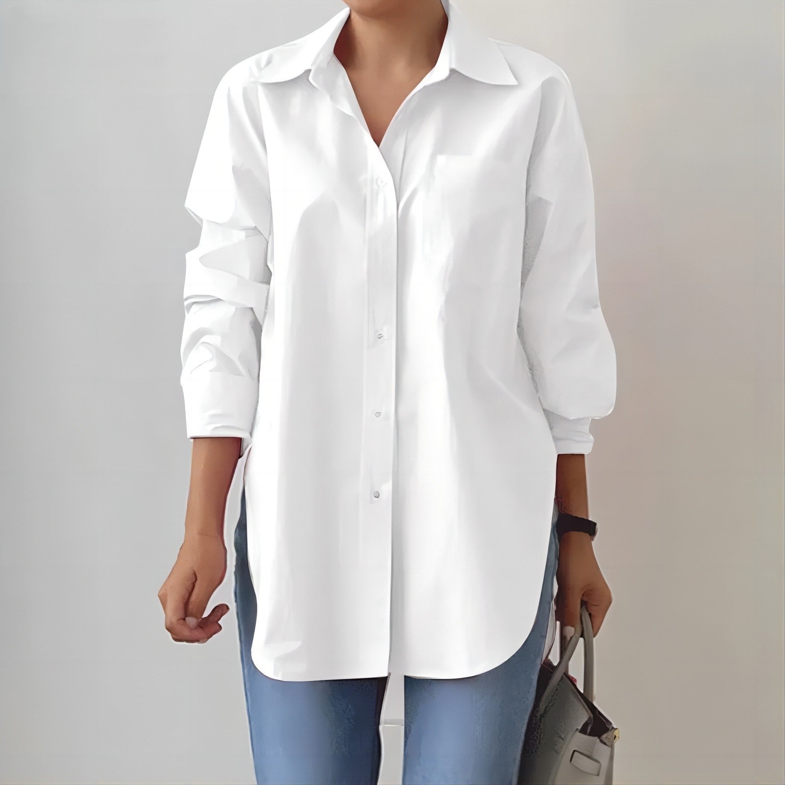 Collared long-sleeved shirt
