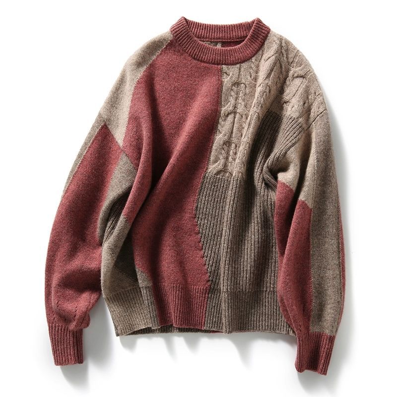 Color Block Cable Knit Womens Sweater