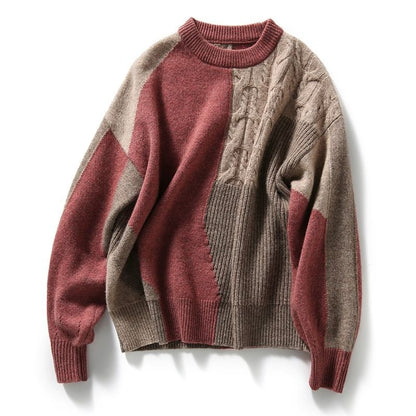 Color Block Cable Knit Womens Sweater