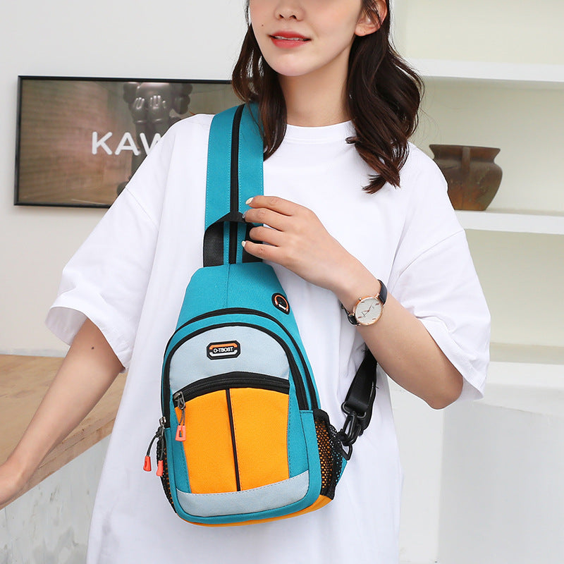 Color Block Chest Bag with Adjustable Strap