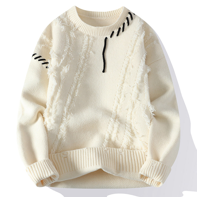 Color Blocked Loose Fit Knit Sweater for Men