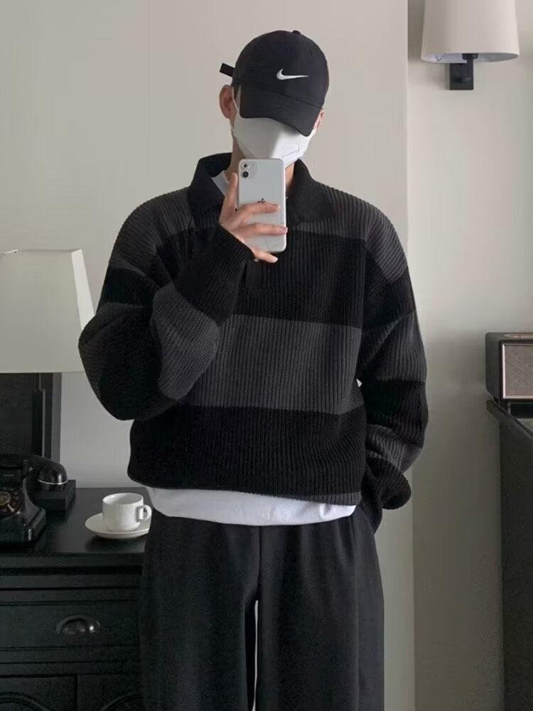 Color-blocked striped knitwear