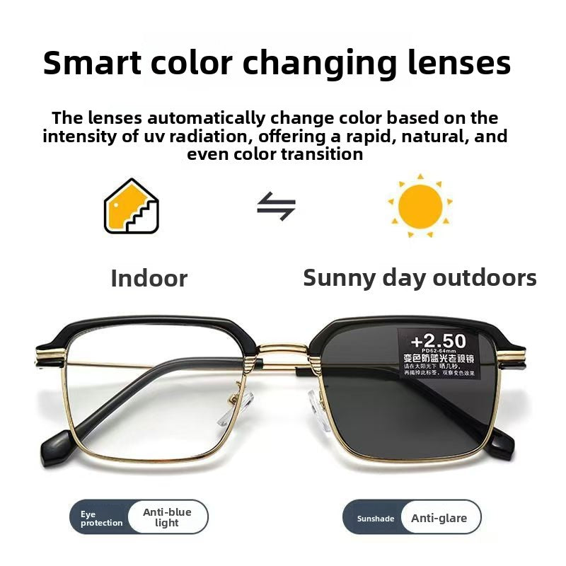 Color-Changing Anti-Blue Light Presbyopia Glasses
