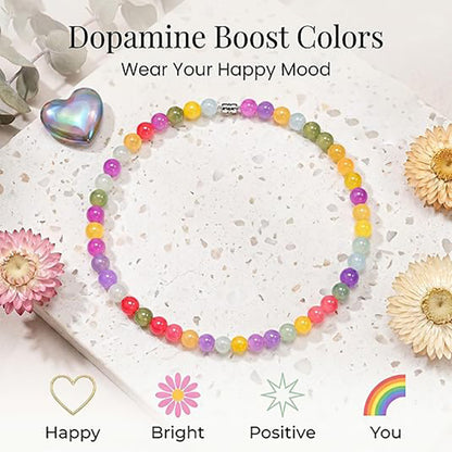 Color-Changing Bead Necklace with Premium Metal Clasp and Long Chain
