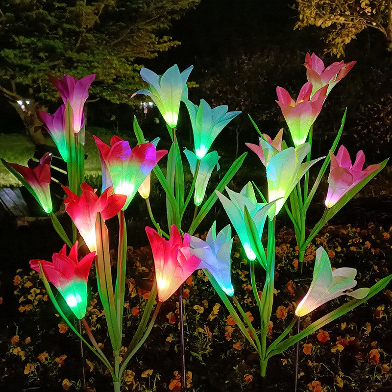 Color-changing optical fiber artificial flower lamp