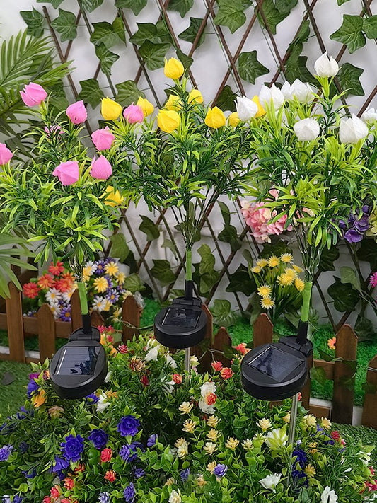 Color-changing optical fiber artificial flower lamp