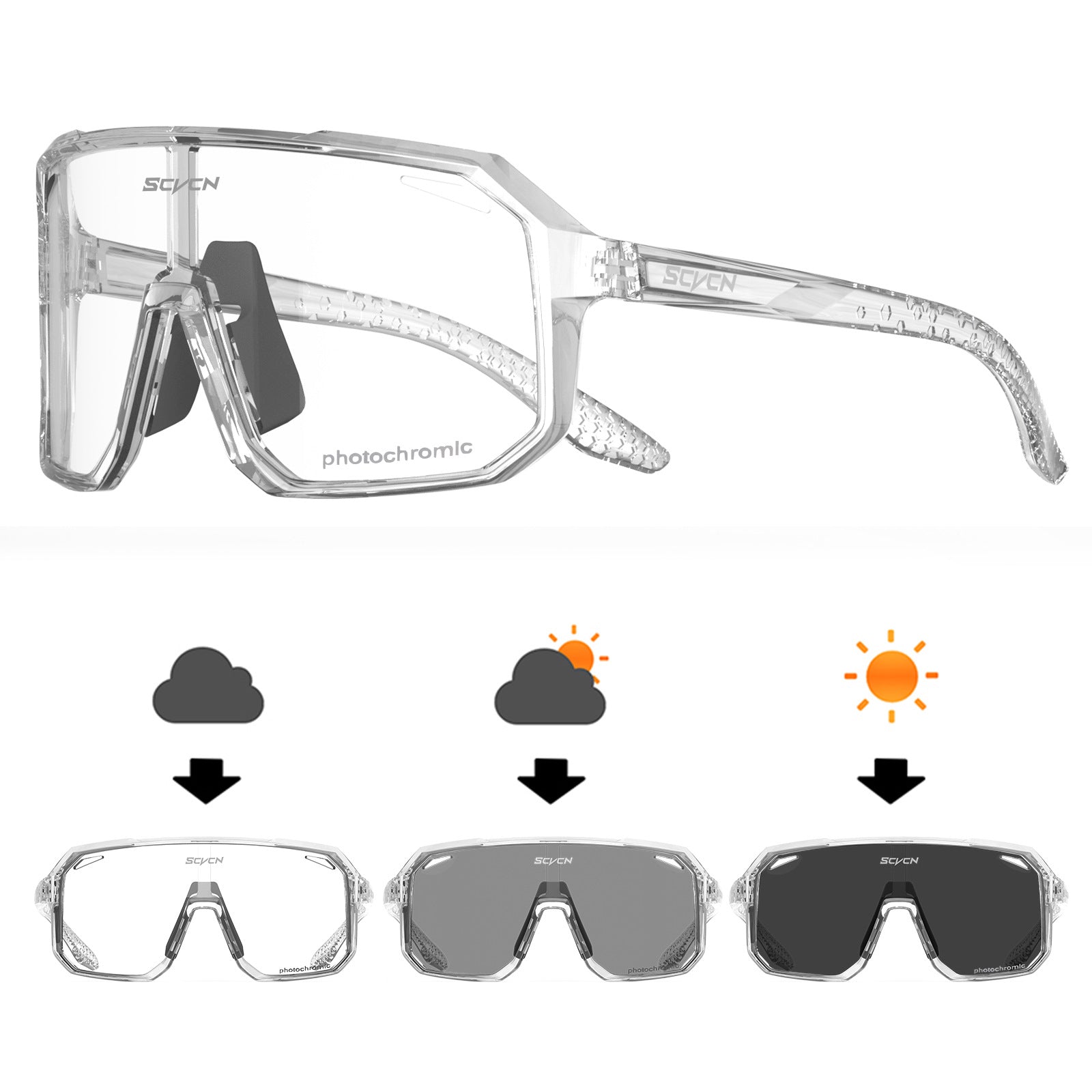 Color-changing riding glasses