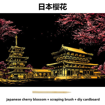Color City Night Scenery Scratch Art