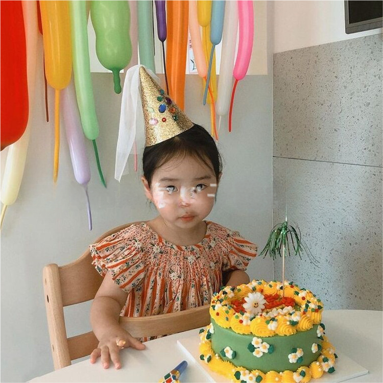 Color Diamond Princess Cap Triangle Cap Children's Festival One-year-old Party Venue Atmosphere Photo Props