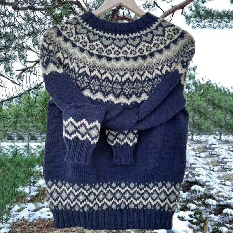 Color-matched pullover knit sweater