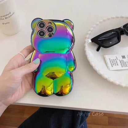 Color Plated Bear Phone Case for iPhone