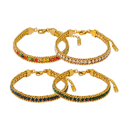 Colored Diamonds and Zircon Elegant Bracele