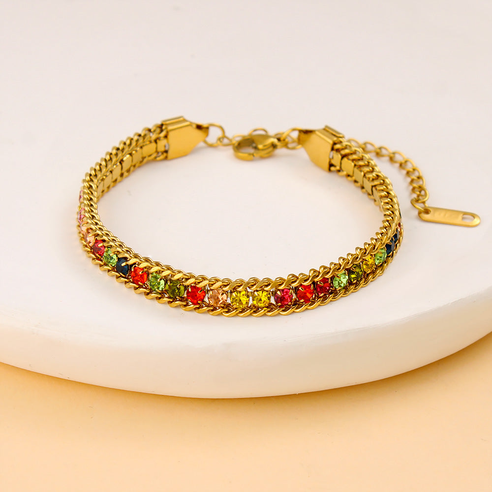 Colored Diamonds and Zircon Elegant Bracele