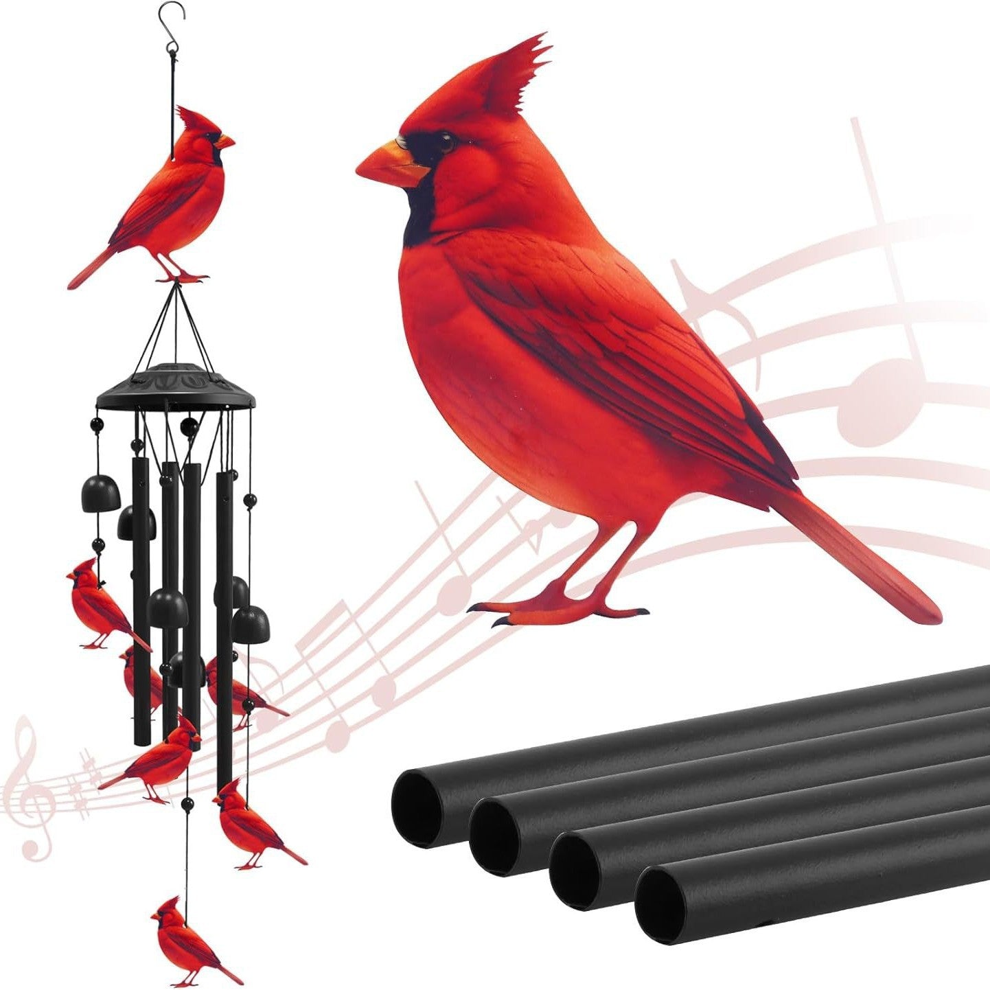 Colorful Animal-Themed Metal Wind Chimes with Painted